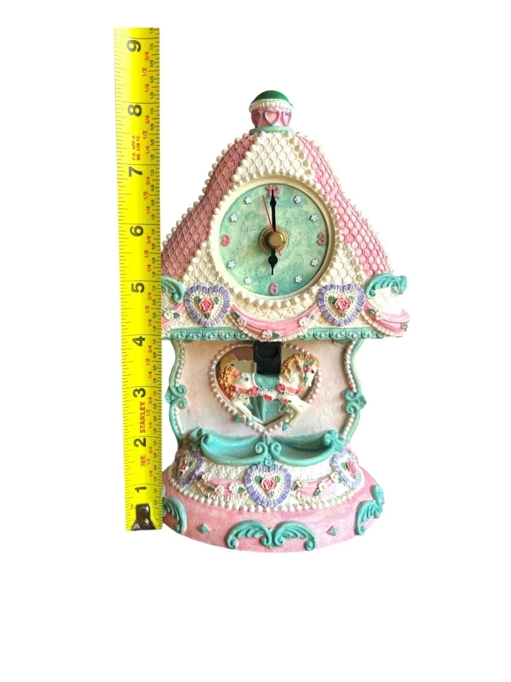 Cracker Barrel Pink and Mint Carousel Mantel Clock Carousel Collection